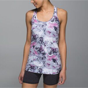 Lululemon Size S Gray & Pink Moody Mirage Floral Print Cool Racerback Tank Top